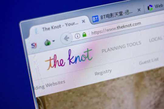 Ryazan, Russia - June 05, 2018: Homepage of TheKnot website on the display of PC, url - TheKnot.com.
