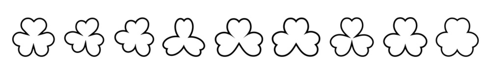 Shamrock Icon Black | Shamrocks | Trefoil | Clover Leaf | Irish Symbol | St. Patrick's Day Logo | Luck Sign | Isolated | Variations