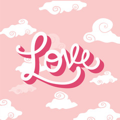 Love clouds over pink background vector design