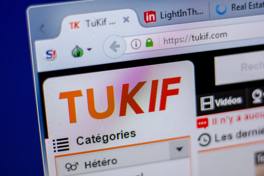 Ryazan, Russia - June 05, 2018: Homepage of Tukif website on the display of PC, url - Tukif.com.
