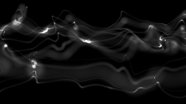 Silky smooth shiny abstract minimalist wave line in motion on a black occult textured background