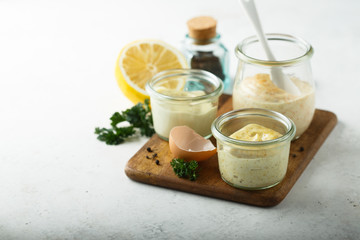 Assorted homemade mayonnaise