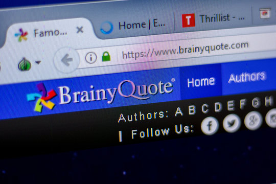 Ryazan, Russia - June 05, 2018: Homepage of BrainyQuote website on the display of PC, url - BrainyQuote.com.