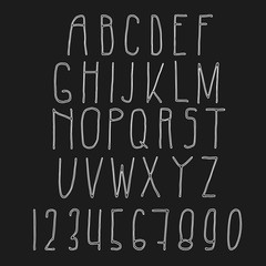 Handwritten tall font. Only capital letters and numbers. Latin Sans serif. Perfect for lettering, greeting cards and signage.