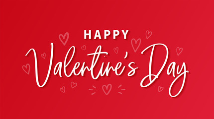 Happy Valentines Day romantic greeting card, typography poster with text and hearts. .