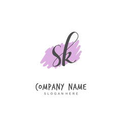 Handwritten initial letter S K SK for identity and logo. Vector logo template with handwriting and signature style.