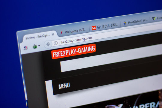 Ryazan, Russia - June 05, 2018: Homepage of Free2play-gaming website on the display of PC, url - Free2play-gaming.com.