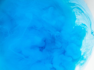 blue and transparent colors are mixed on a white background