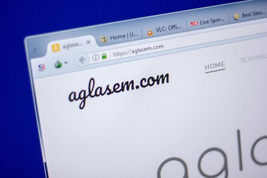 Ryazan, Russia - June 05, 2018: Homepage of Aglasem website on the display of PC, url - Aglasem.com.