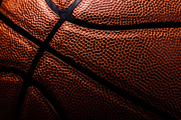 Obraz premium Close up of leather basketball background textured