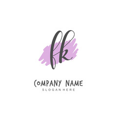 Handwritten initial letter F K FK for identity and logo. Vector logo template with handwriting and signature style.