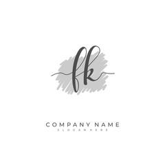 Naklejka premium Handwritten initial letter F K FK for identity and logo. Vector logo template with handwriting and signature style.