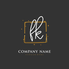 Handwritten initial letter F K FK for identity and logo. Vector logo template with handwriting and signature style.