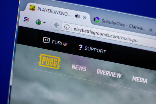 Ryazan, Russia - June 05, 2018: Homepage of PlayBattleGrounds website on the display of PC, url - PlayBattleGrounds.com.