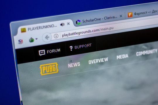 Ryazan, Russia - June 05, 2018: Homepage of PlayBattleGrounds website on the display of PC, url - PlayBattleGrounds.com.