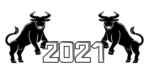 Bull symbol of the new year 2021 on the Chinese calendar.