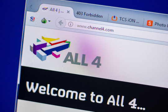 Ryazan, Russia - June 05, 2018: Homepage of Channel4 website on the display of PC, url - Channel4.com.