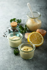 Assorted homemade mayonnaise