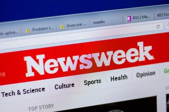 Ryazan, Russia - June 05, 2018: Homepage of NewsWeek website on the display of PC, url - NewsWeek.com.