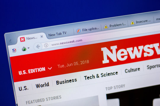 Ryazan, Russia - June 05, 2018: Homepage of NewsWeek website on the display of PC, url - NewsWeek.com.