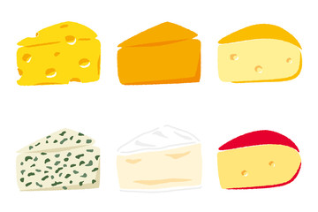 いろいろなチーズのイラスト - obrazy, fototapety, plakaty