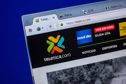 Ryazan, Russia - June 05, 2018: Homepage of Teletica website on the display of PC, url - Teletica.com.