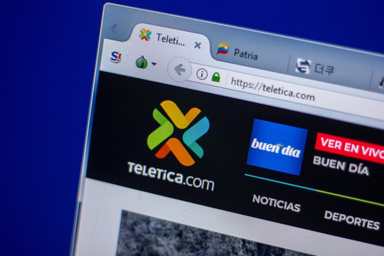 Ryazan, Russia - June 05, 2018: Homepage of Teletica website on the display of PC, url - Teletica.com.