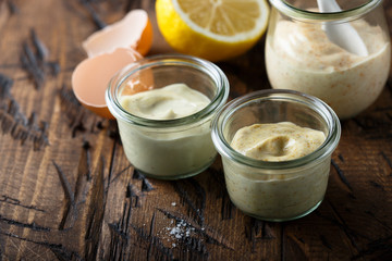 Assorted homemade mayonnaise