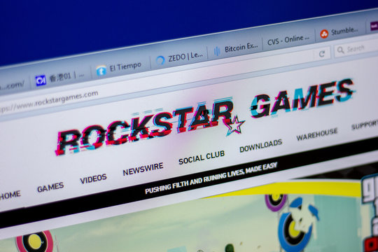 Ryazan, Russia - June 05, 2018: Homepage of RockStarGames website on the display of PC, url - RockStarGames.com.