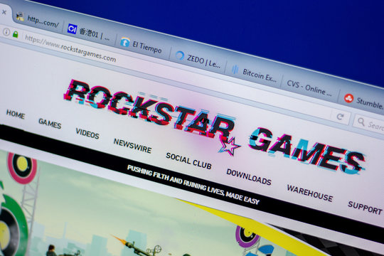Ryazan, Russia - June 05, 2018: Homepage of RockStarGames website on the display of PC, url - RockStarGames.com.