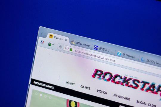 Ryazan, Russia - June 05, 2018: Homepage of RockStarGames website on the display of PC, url - RockStarGames.com.
