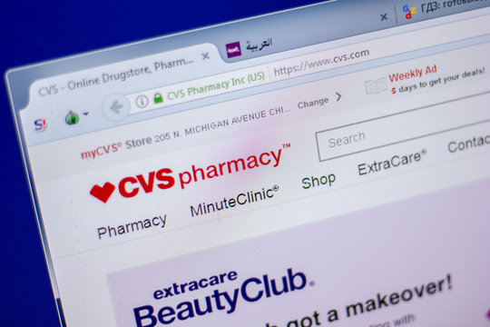 Ryazan, Russia - June 05, 2018: Homepage of CVS website on the display of PC, url - CVS.com.