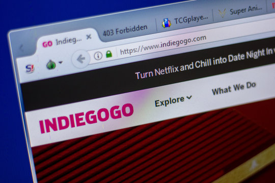 Ryazan, Russia - June 05, 2018: Homepage of IndieGogo website on the display of PC, url - IndieGogo.com.