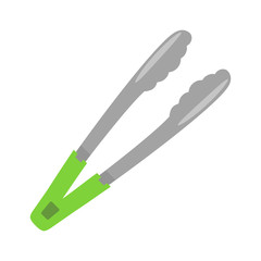 Kitchen tongs on white background, flat style vector illustration.