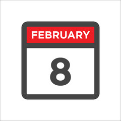 February 8 calendar icon with day of month