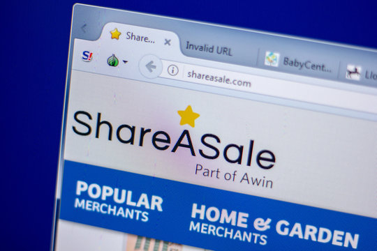 Ryazan, Russia - June 05, 2018: Homepage of ShareASale website on the display of PC, url - ShareASale.com.