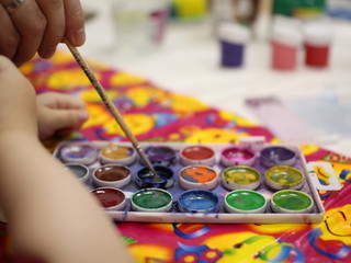 artist paints and brushes