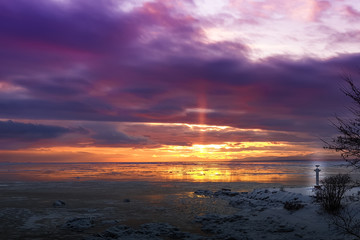 Coucher de soleil sur la réserve amérindienne malécite de Cacouna (Québec)