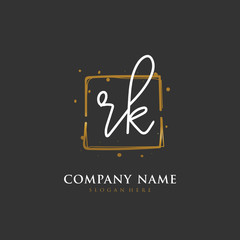  Handwritten initial letter R K RK for identity and logo. Vector logo template with handwriting and signature style.