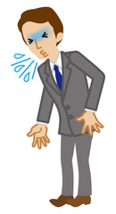 Businessman suffering from sneeze - flu symptom clip art, full length