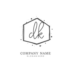  Handwritten initial letter D K DK for identity and logo. Vector logo template with handwriting and signature style.