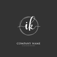 Handwritten initial letter I K IK for identity and logo. Vector logo template with handwriting and signature style.