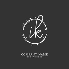 Handwritten initial letter I K IK for identity and logo. Vector logo template with handwriting and signature style.