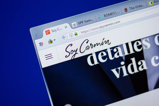 Ryazan, Russia - June 16, 2018: Homepage of SoyCarmin website on the display of PC, url - SoyCarmin.com.