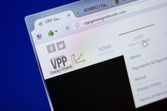 Ryazan, Russia - June 16, 2018: Homepage of VPPGamingNetwork website on the display of PC, url - VPPGamingNetwork.com.