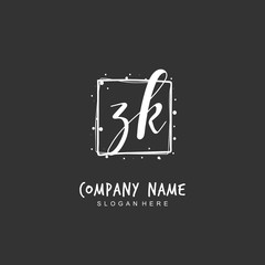 Handwritten initial letter Z K ZK for identity and logo. Vector logo template with handwriting and signature style.