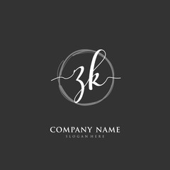 Handwritten initial letter Z K ZK for identity and logo. Vector logo template with handwriting and signature style.