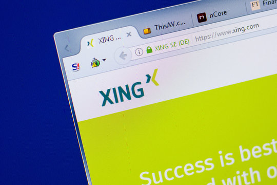 Ryazan, Russia - June 16, 2018: Homepage of Xing website on the display of PC, url - Xing.com.