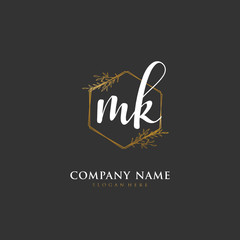  Handwritten initial letter M K MK for identity and logo. Vector logo template with handwriting and signature style.