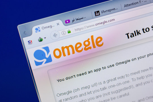 Ryazan, Russia - June 16, 2018: Homepage of Omegle website on the display of PC, url - Omegle.com.